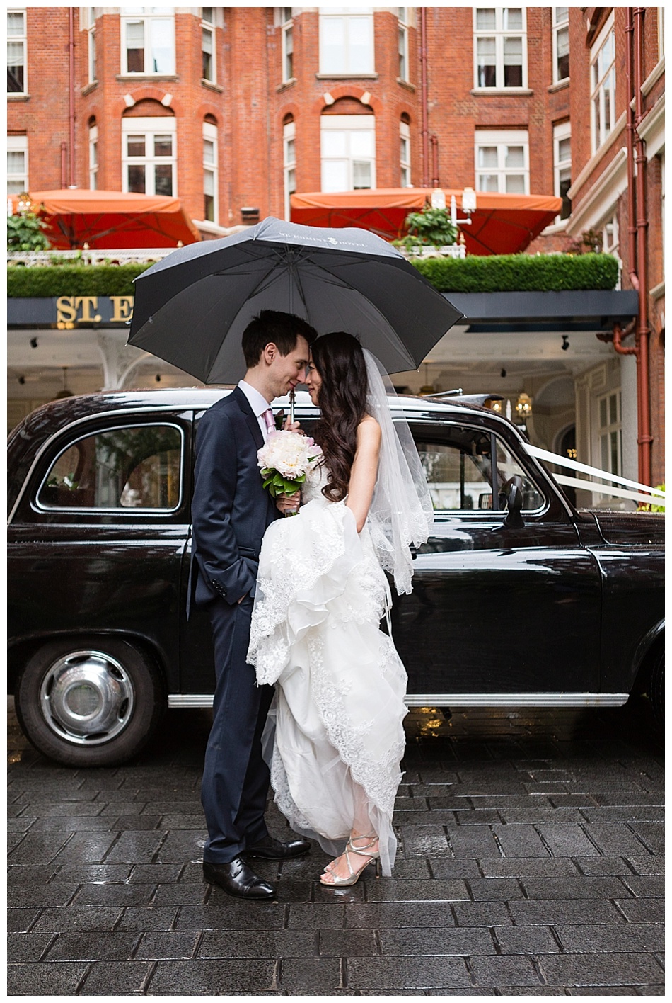 Rainy wedding day at St Ermins London