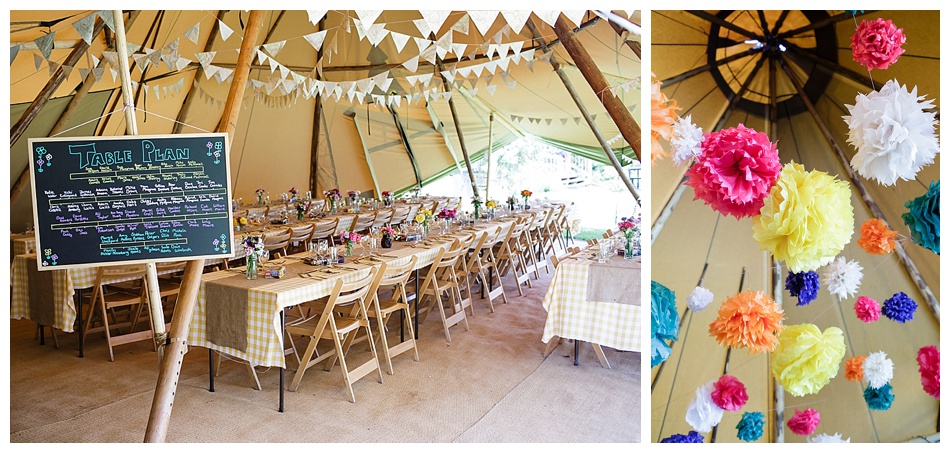 colourful tipi wedding at Talton Lodge