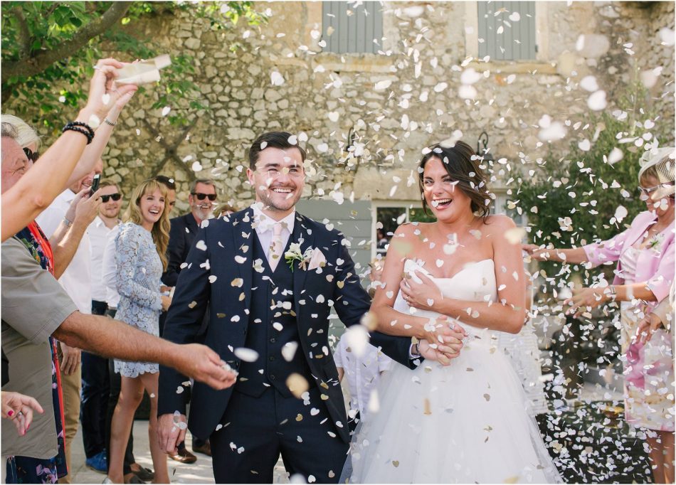 confetti photo at Mas de la Rose, Provence wedding