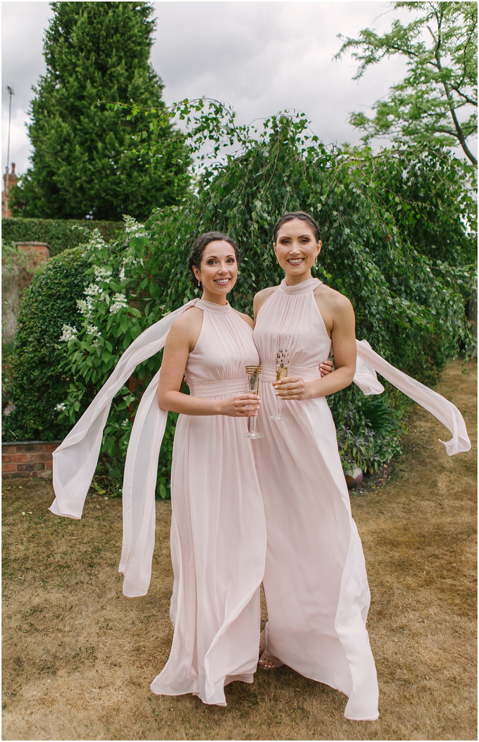 Bridesmaids in blush pink at Compton Verney wedding