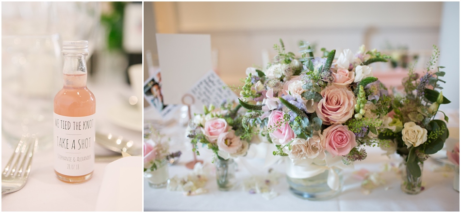 shots for wedding favours in pastel pink, at a Compton Verney wedding