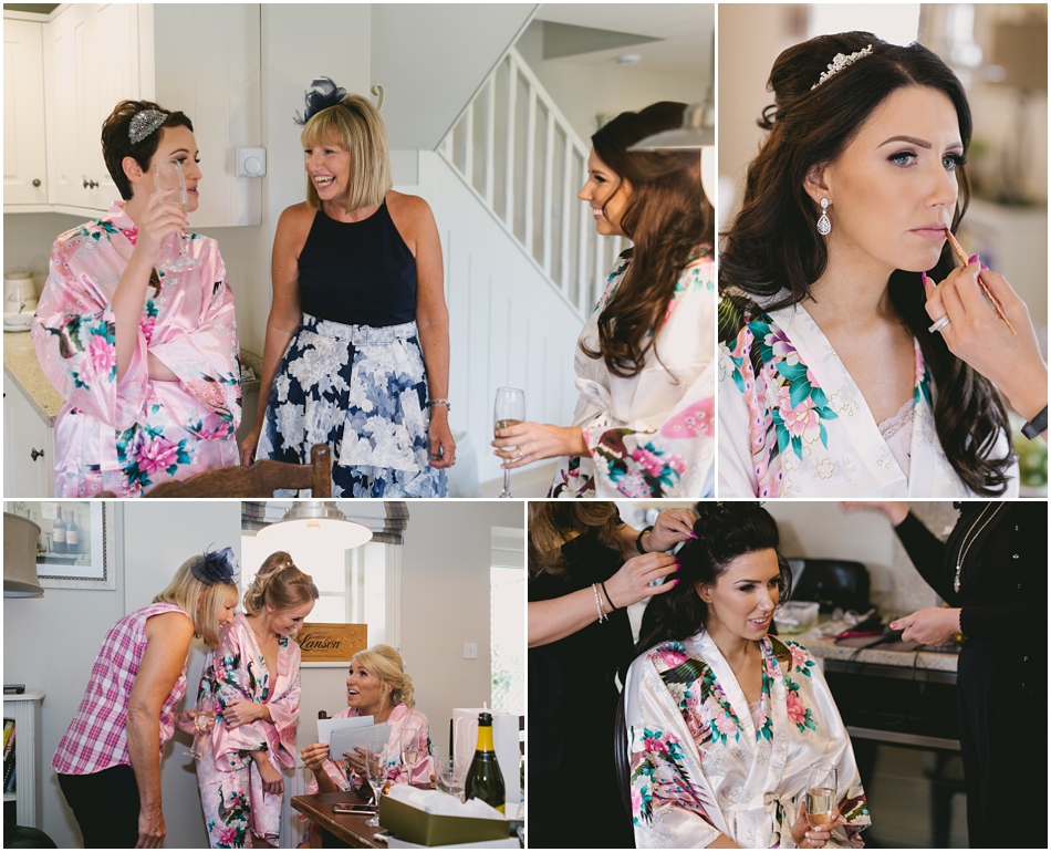 Bride and Bridesmaids getting ready at Willington Lodge before a romantic Iscoyd Park wedding