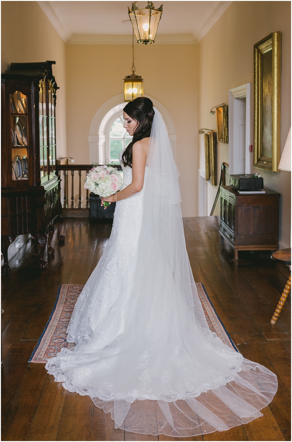 romantic bridal portrait of a Bride on her wedding day at Iscoyd Park