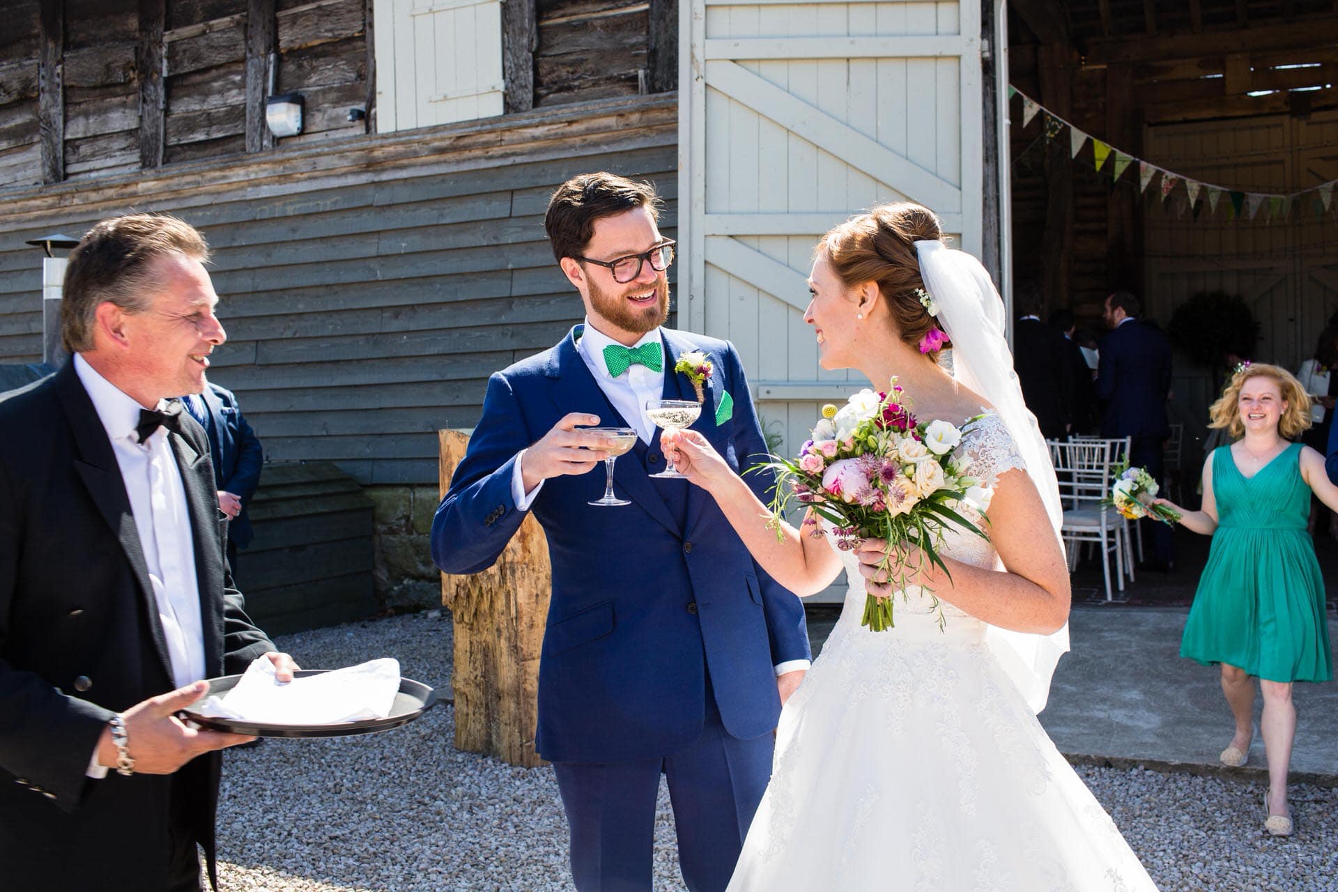 colourful rustic Pimhill Barn wedding