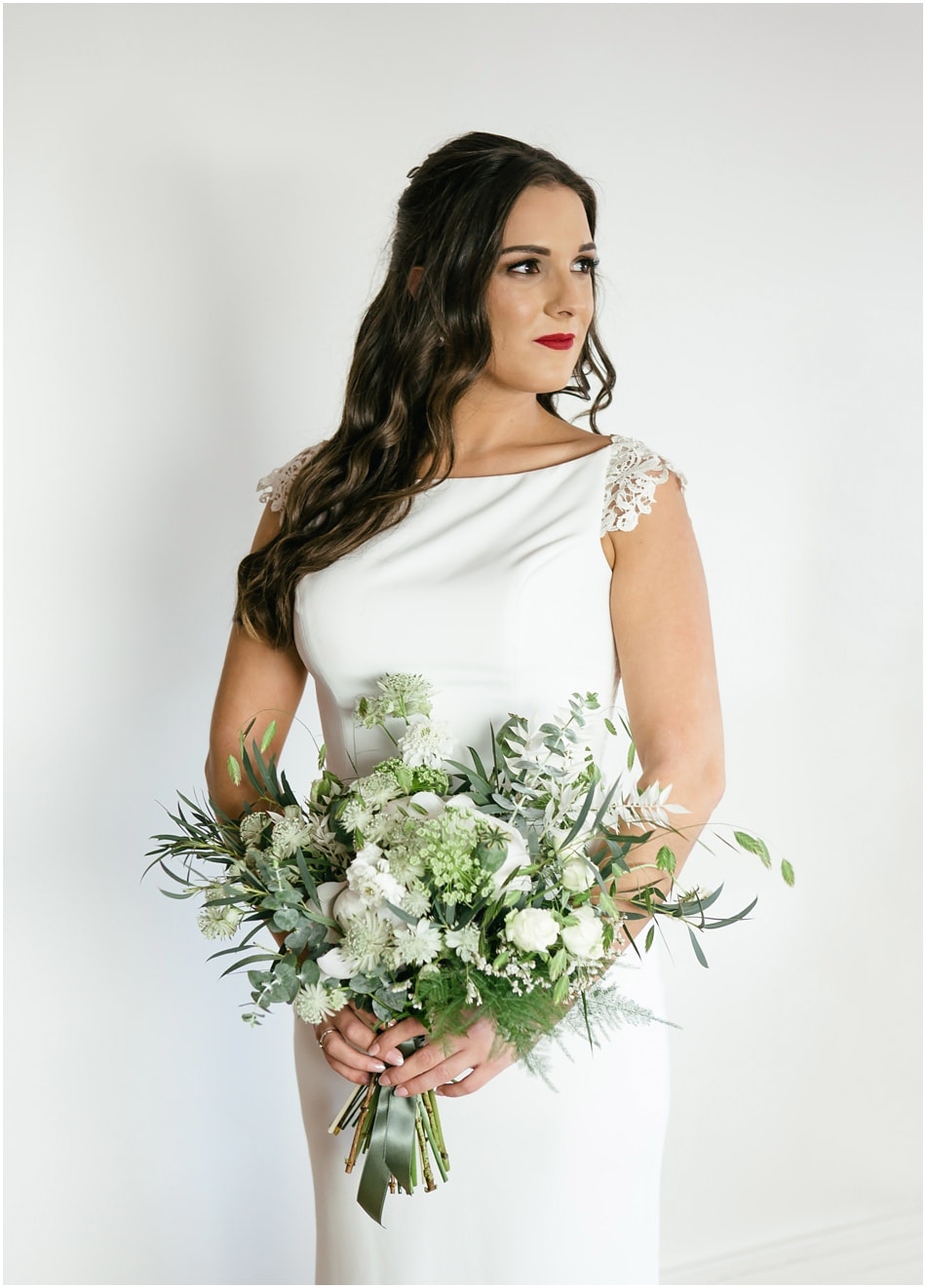 Modern wedding photography at Hope Street Hotel; Portrait of a Bride wearing red lipstick