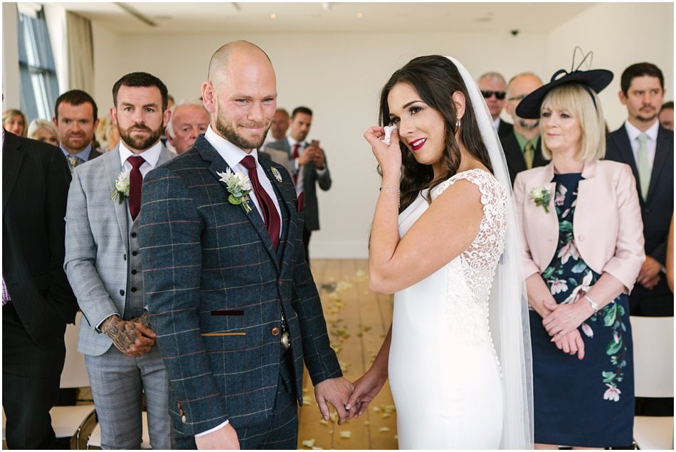 wedding photography at Hope Street Hotel, Bride and Groom during their wedding ceremony