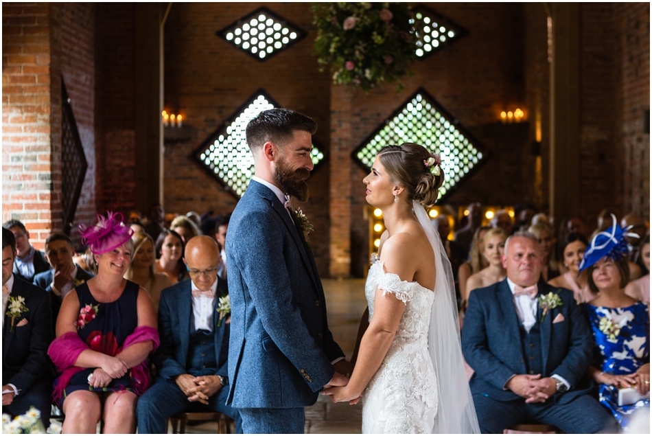 Bride & Groom during their civil ceremony at Shustoke Barn