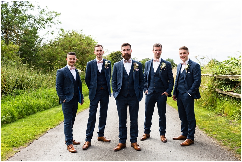 Shustoke Barn wedding photography | group photo of Groom with his Groomsmen