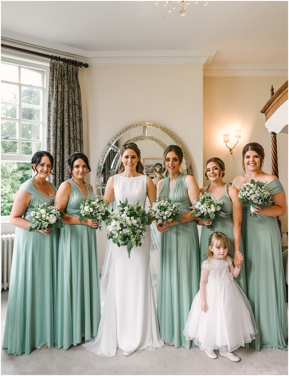 Bride and Bridesmaids in the Bridal Suite at Iscoyd Park wedding