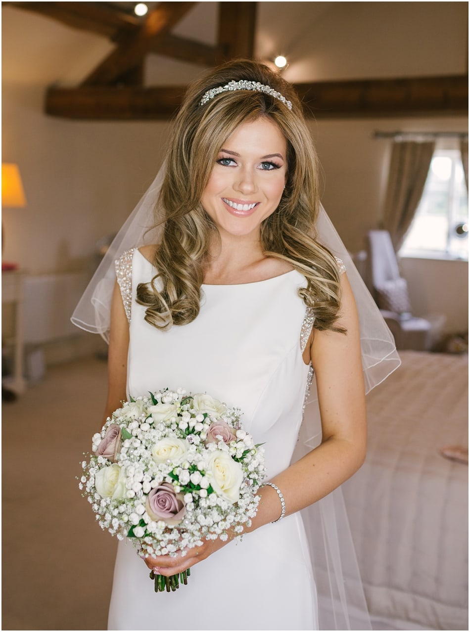 Happy beautiful Bridal portrait before a country Alrewas Hayes wedding