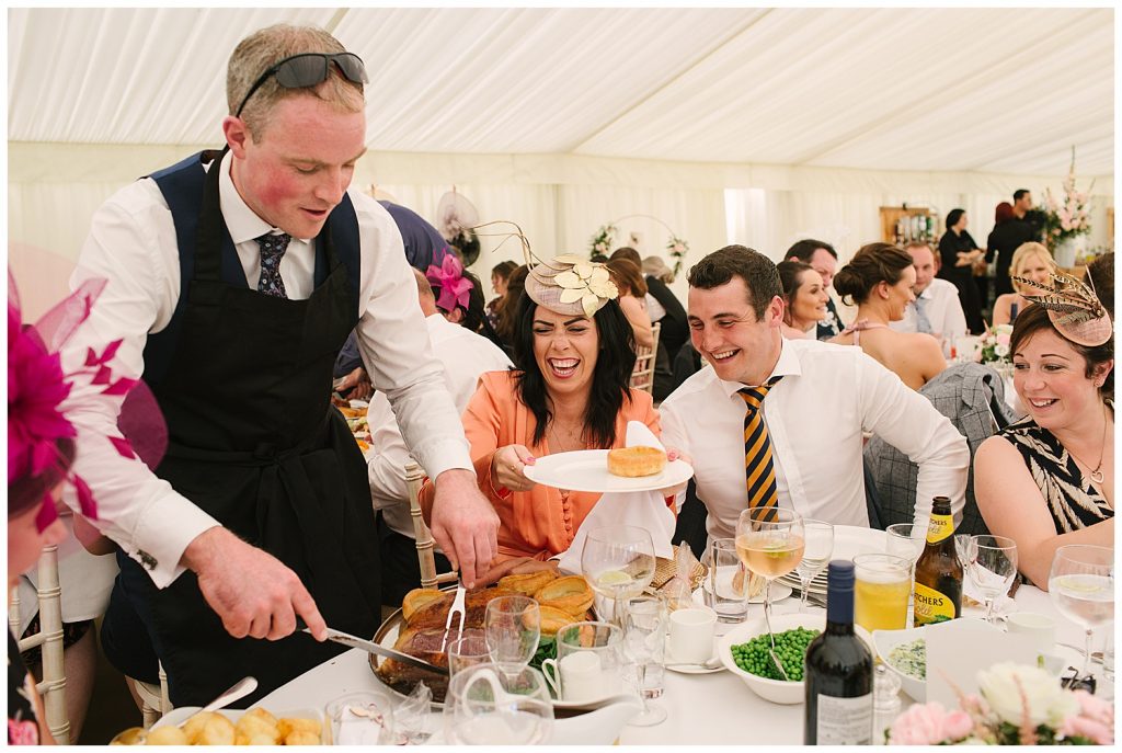 Ingestre wedding photography with relaxed farm reception