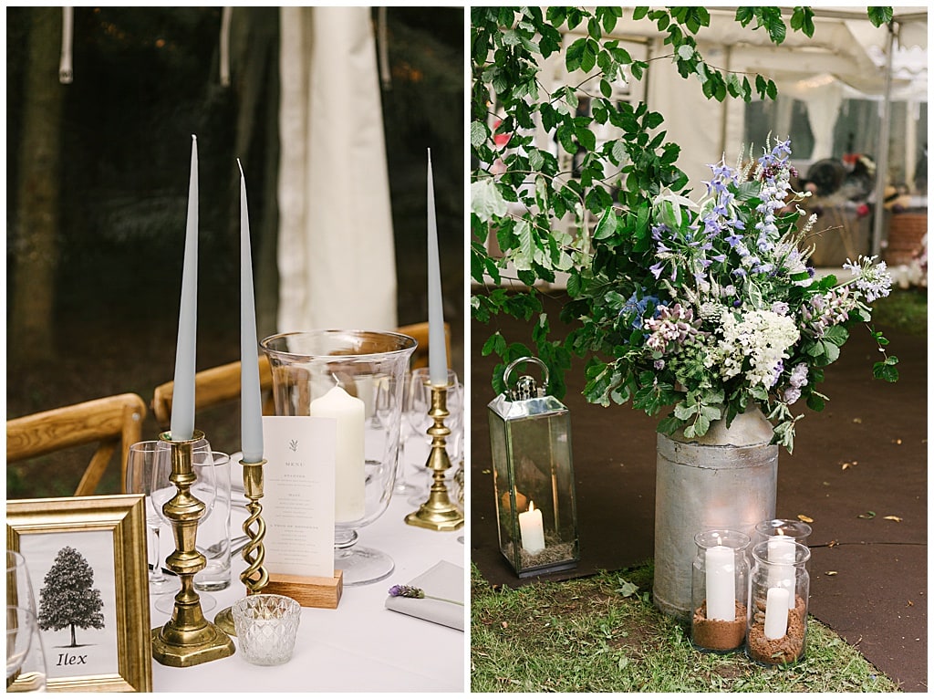 Woodland Marquee Reception with Eddison light bulbs