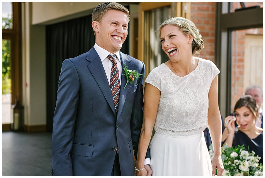 Natural photo of Bride and Groom during their ceremony at Eckington Manor