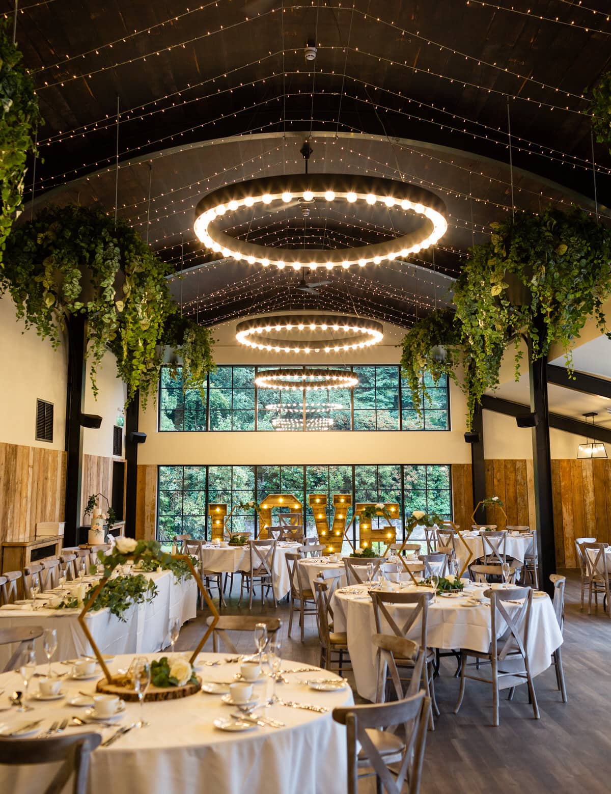 interior of Foxtail Barns wedding venue