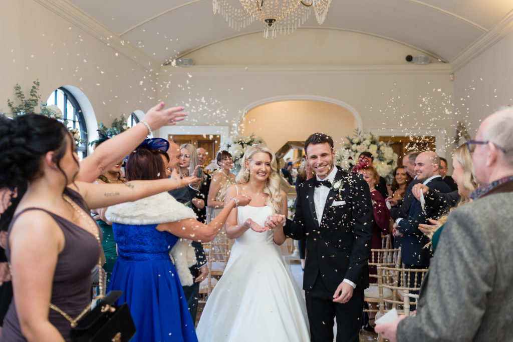 confetti photo after civil ceremony at Alrewas Hayes