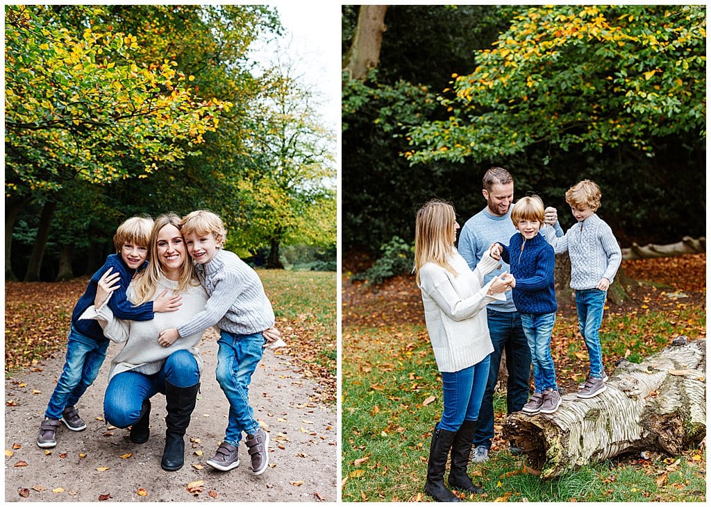 family photoshoot in the park; Mum with two boys in Sutton Coldfield