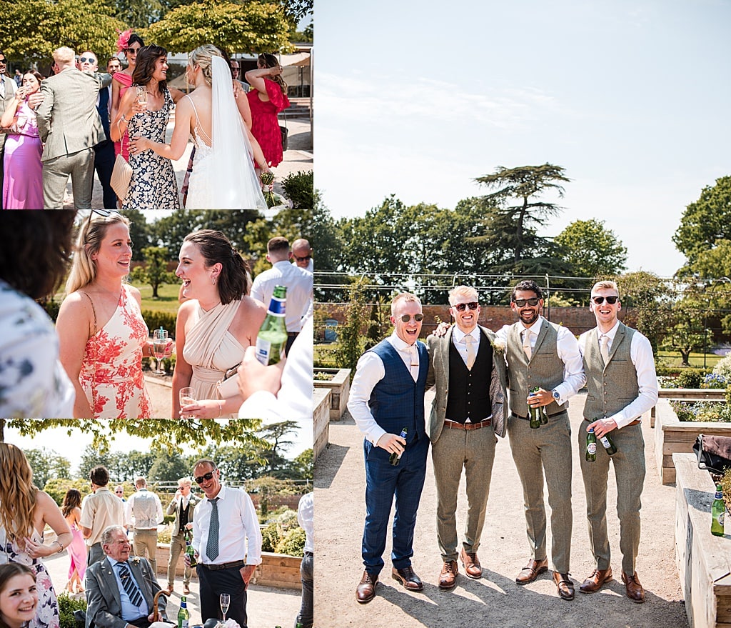 Candid photos of guests during a wedding reception