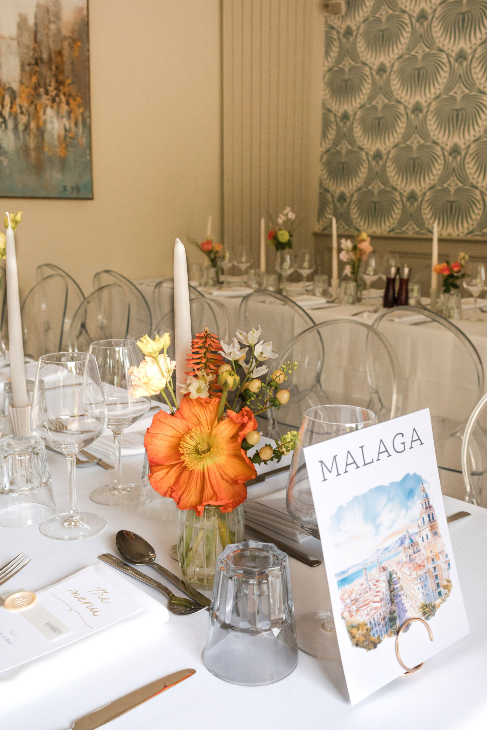 colourful table styling at St Johns House Lichfield 