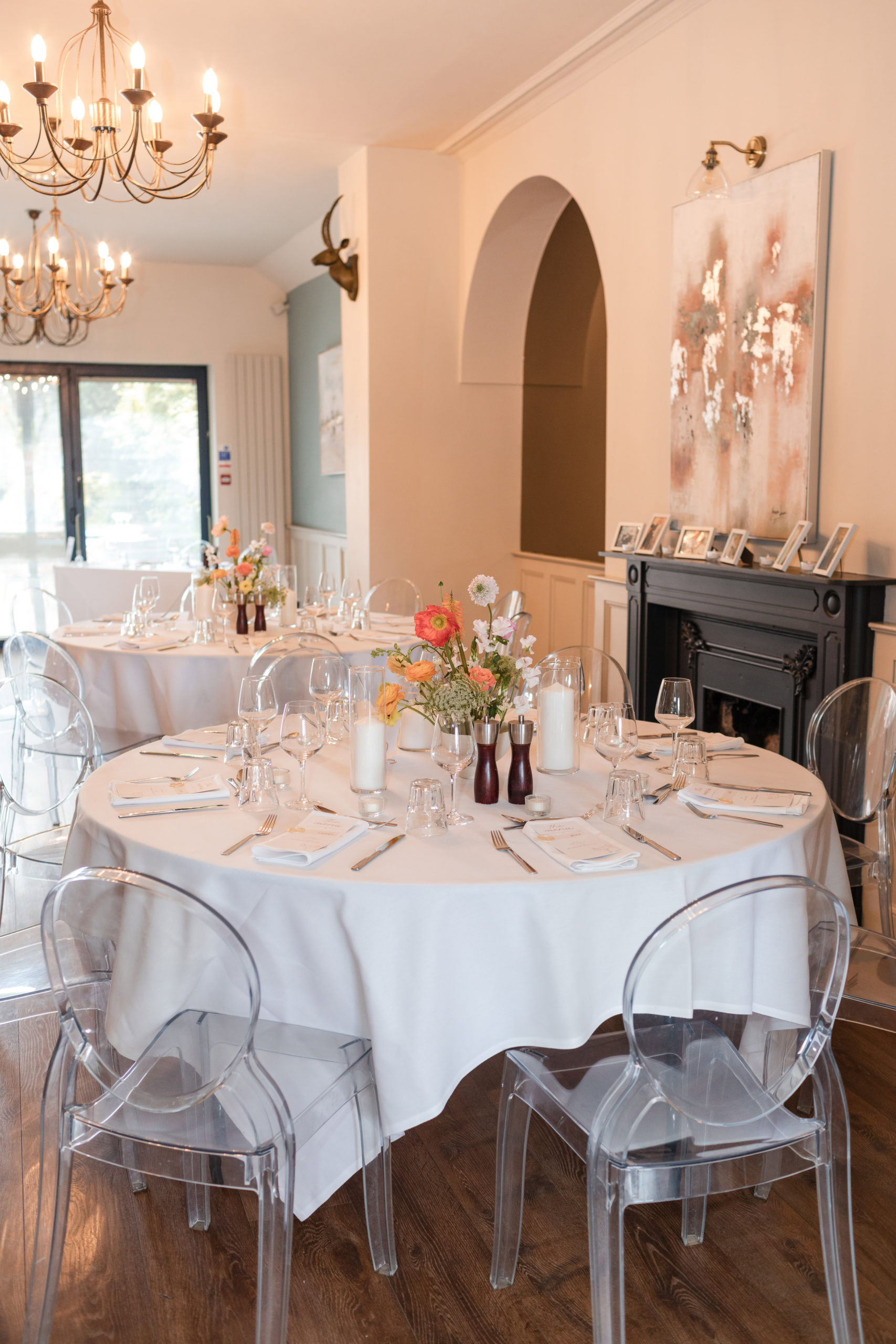 Interior of St Johns House in Lichfield set up for a wedding